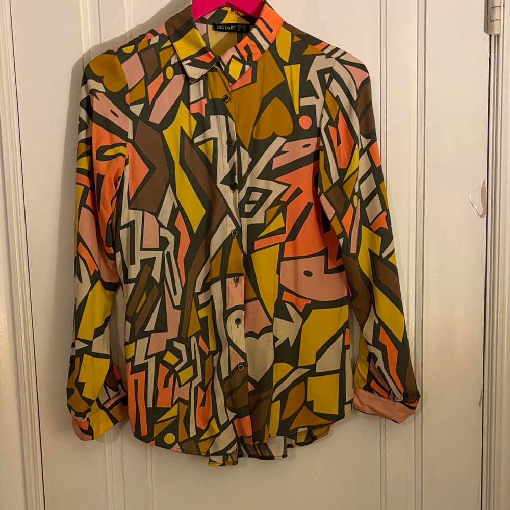 Abstract Patterned Blouse - Multicolor
